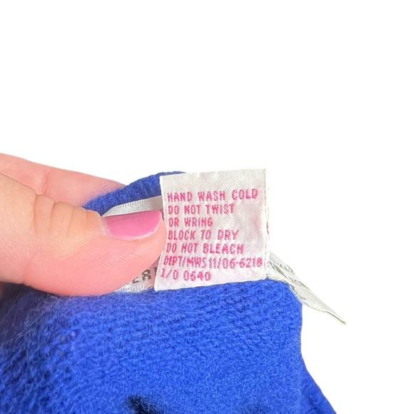 American Weekend Blue Lambswool Angora Rabbit Hair Sweater Women’s Size Large - Picture 4 of 12